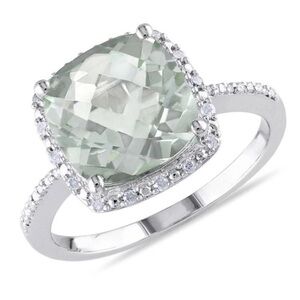 Natural Diamond Green Amethyst Ring